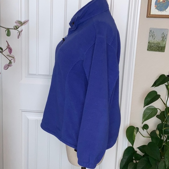 LL BEAN Polar Fleece Quarter Zip Jacket Large Pullover Coat 1/4 Blue Polartec - Picture 7 of 10